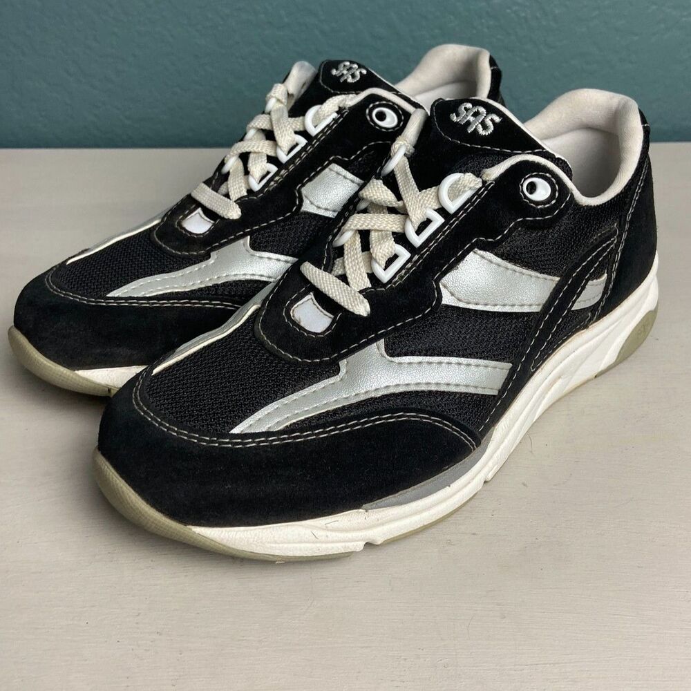 SAS Tour Mesh Lace Up Sneaker SZ 7 Wide Black/Silver